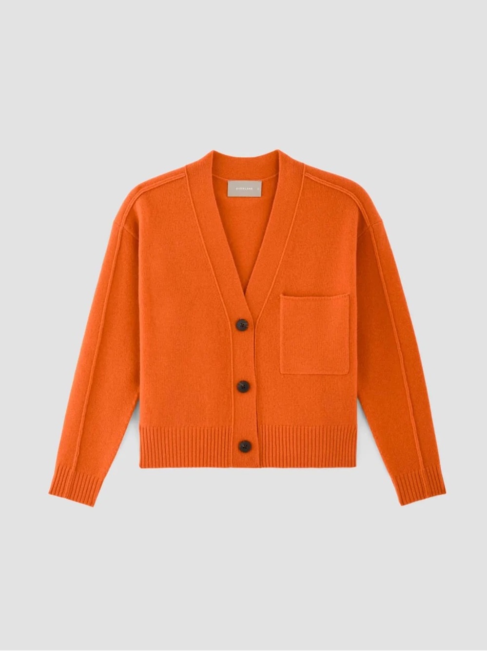 Everlane Women’s Orange V-Neck Button Wool cozy  Relaxed Fit Cardigan Size S